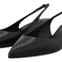 Dolce & Gabbana Elegant Black Leather Slingback Pumps