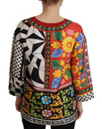 Dolce & Gabbana Silk Baroque Floral Round Neck Blouse
