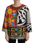 Dolce & Gabbana Silk Baroque Floral Round Neck Blouse