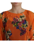 Dolce & Gabbana Elegant Floral Silk Blouse with Back Zipper