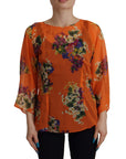 Dolce & Gabbana Elegant Floral Silk Blouse with Back Zipper