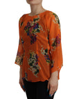 Dolce & Gabbana Elegant Floral Silk Blouse with Back Zipper