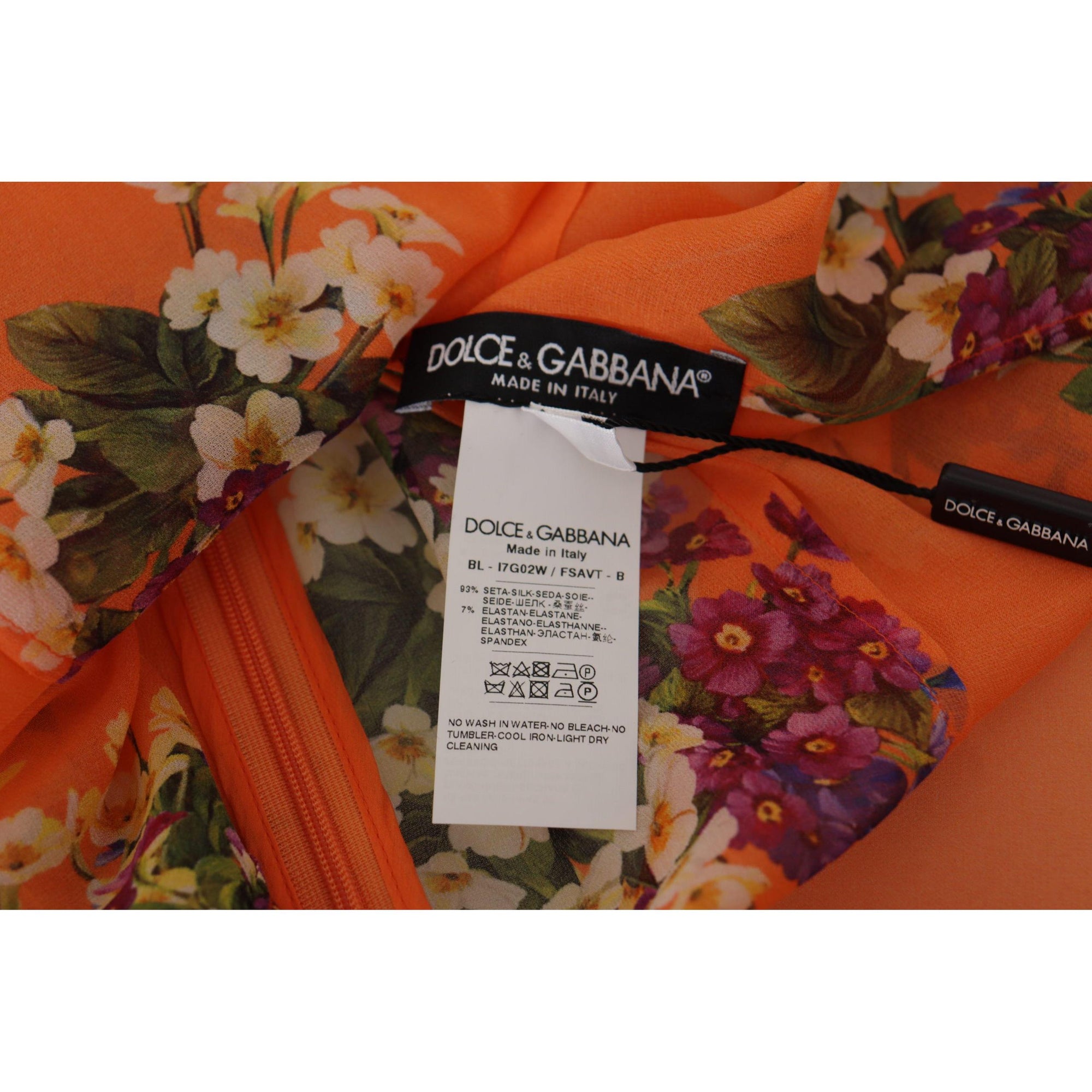 Dolce &amp; Gabbana Elegant Floral Silk Blouse with Back Zipper