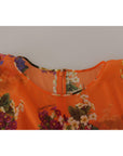 Dolce & Gabbana Elegant Floral Silk Blouse with Back Zipper
