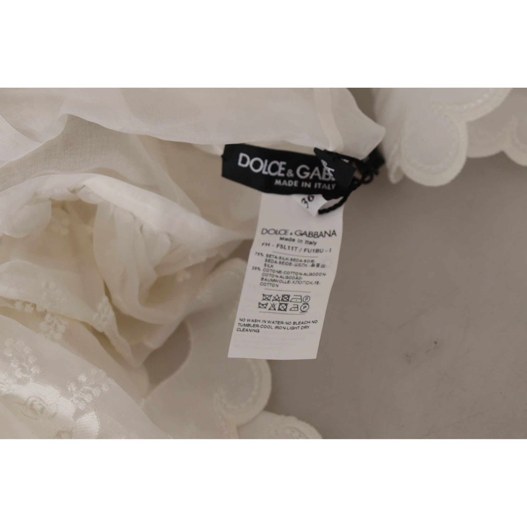 Dolce &amp; Gabbana Elegant White Lace Silk-Cotton Top