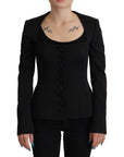 Dolce & Gabbana Sleek Black Snap Jacket with Silk Lining