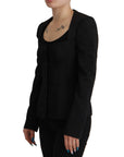 Dolce & Gabbana Sleek Black Snap Jacket with Silk Lining