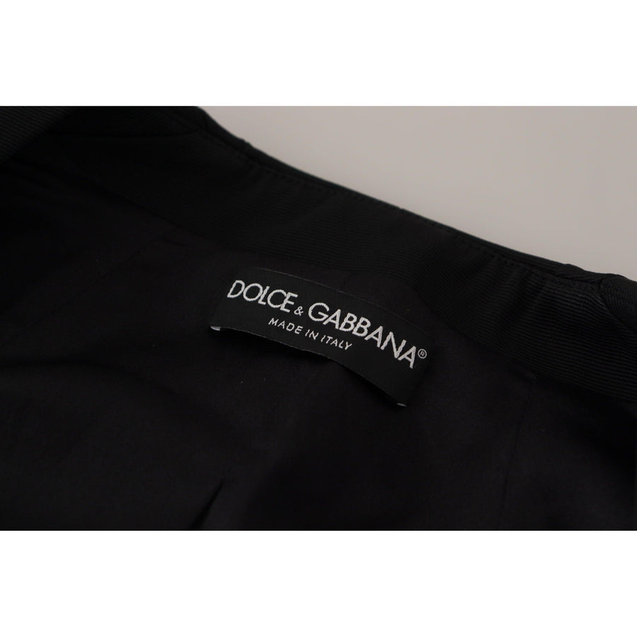 Dolce & Gabbana Sleek Black Snap Jacket with Silk Lining