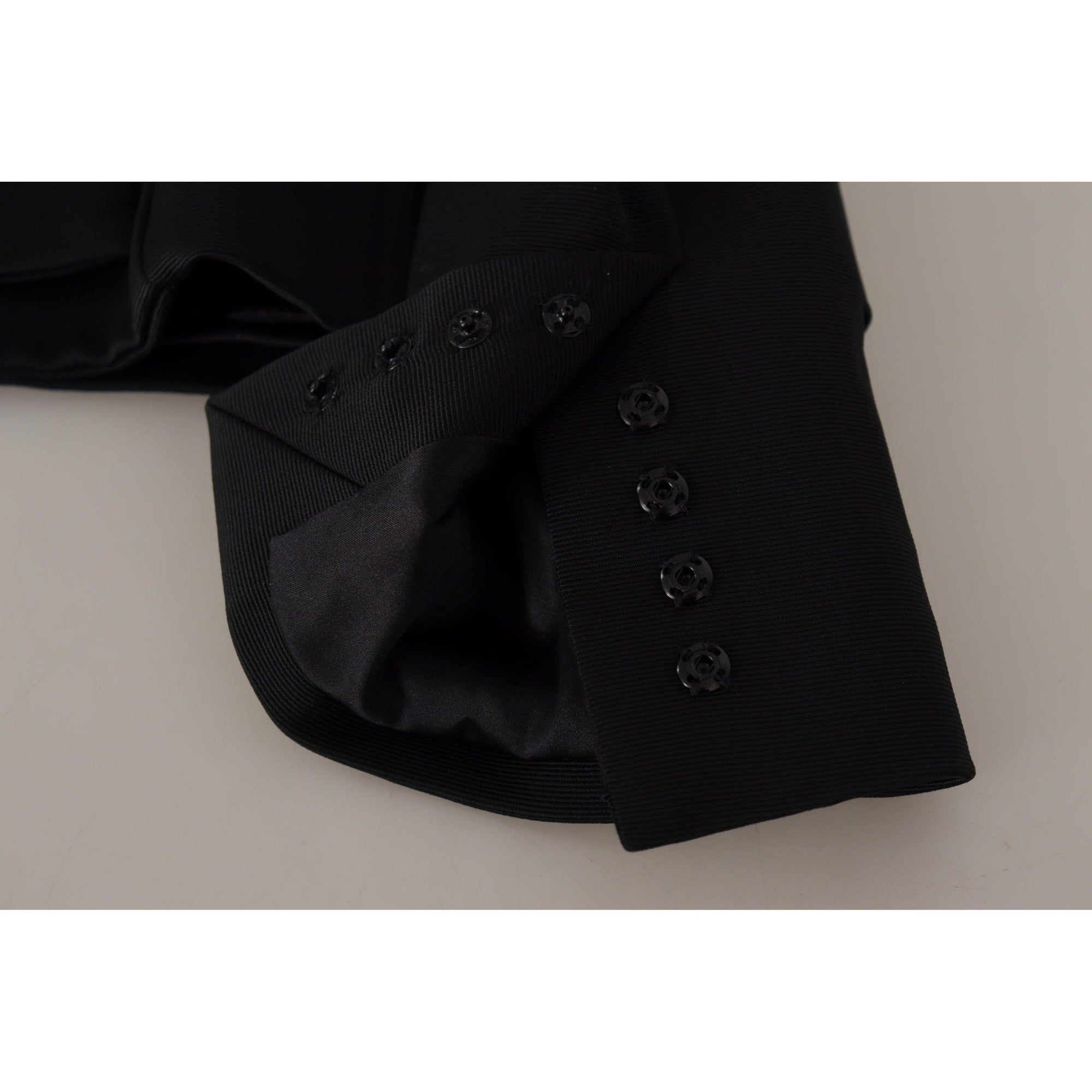 Dolce &amp; Gabbana Sleek Black Snap Jacket with Silk Lining