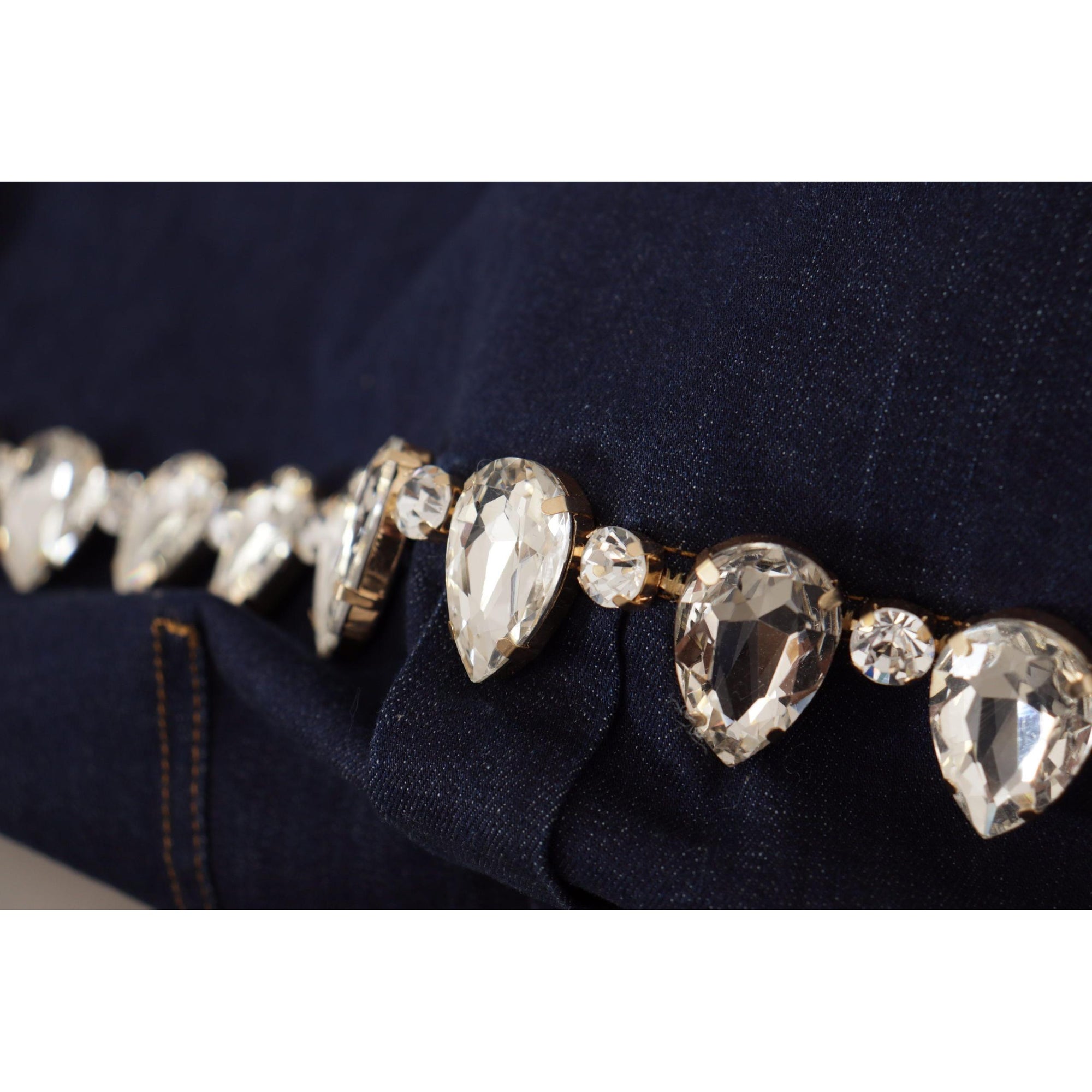 Dolce &amp; Gabbana Elegant Crystal-Embellished Denim Jacket