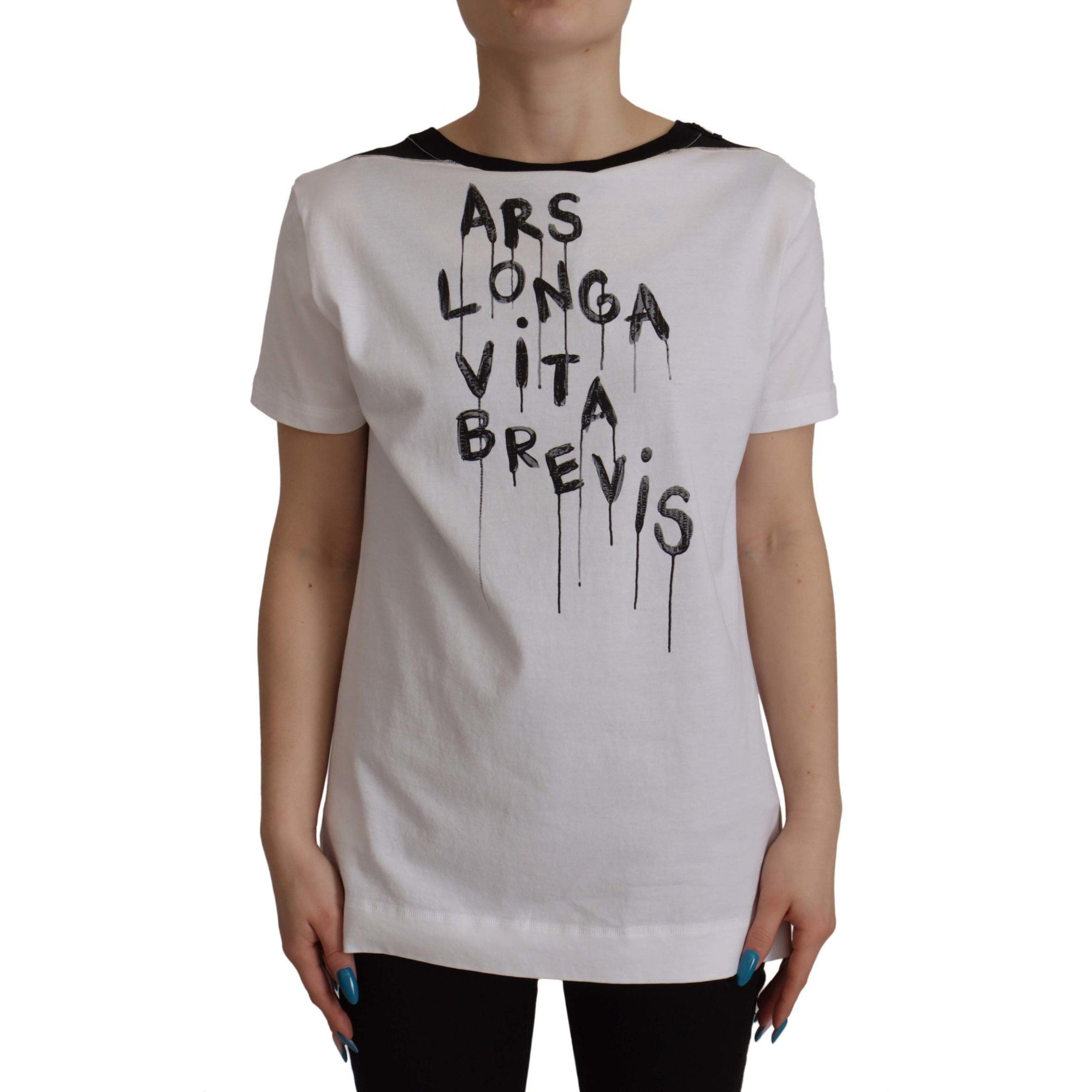 Dolce &amp; Gabbana Elegant Round Neck Slogan Tee