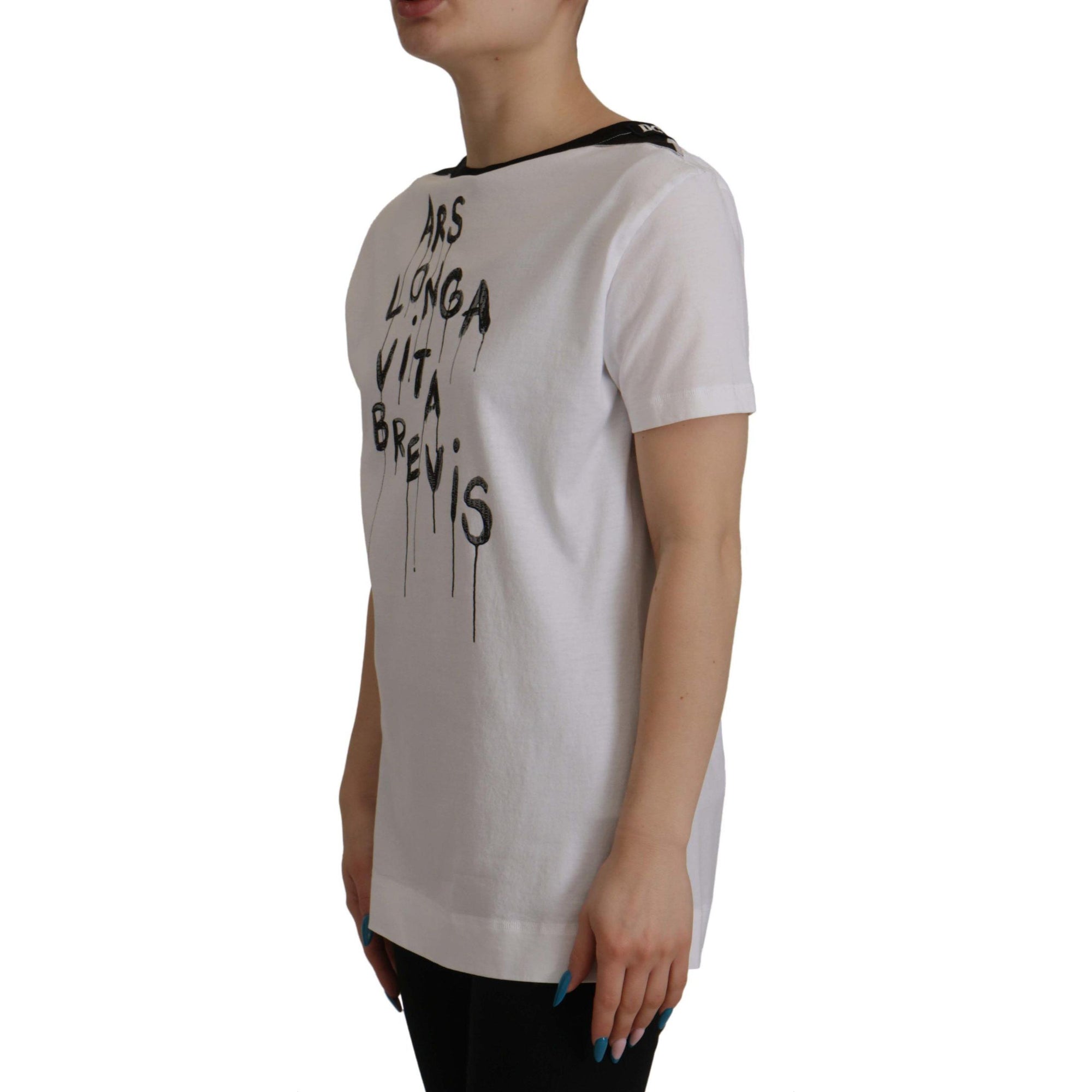 Dolce &amp; Gabbana Elegant Round Neck Slogan Tee