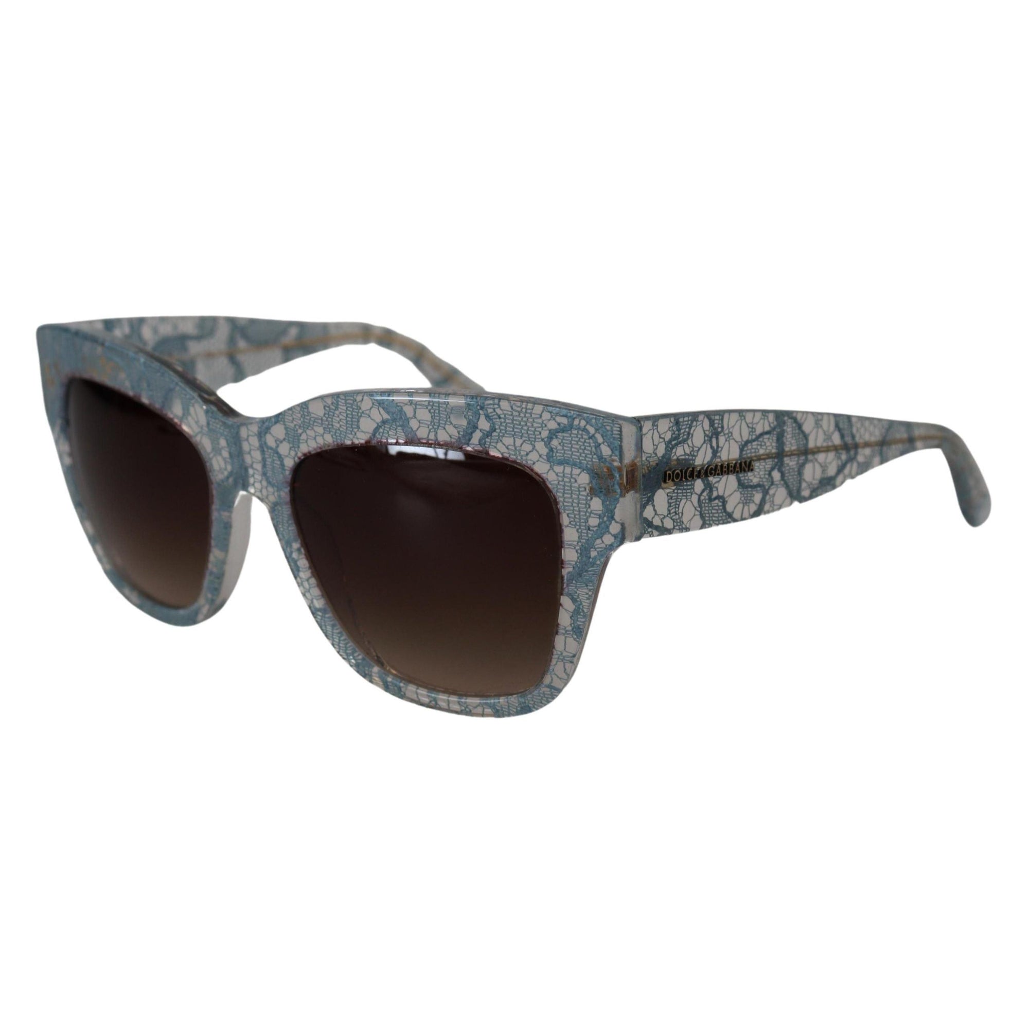 Dolce &amp; Gabbana Elegant Lace Detail Blue Sunglasses