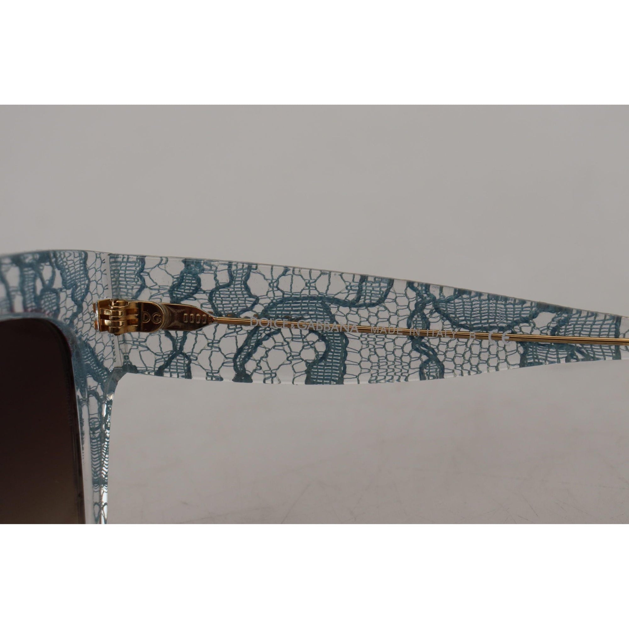 Dolce &amp; Gabbana Elegant Lace Detail Blue Sunglasses