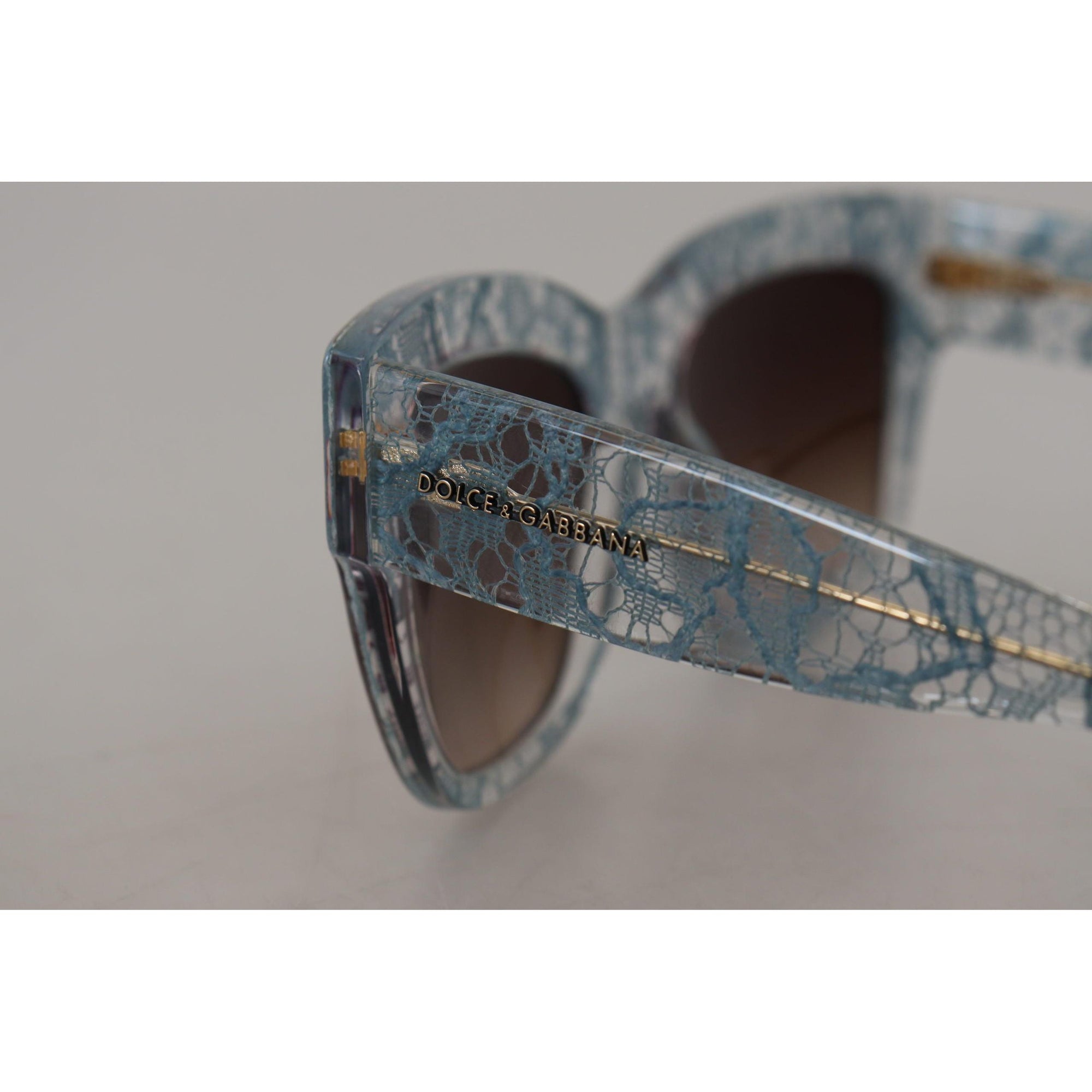 Dolce &amp; Gabbana Elegant Lace Detail Blue Sunglasses