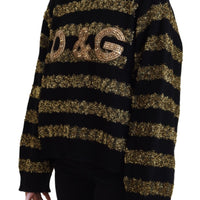 Dolce & Gabbana Elegant Black and Gold Crystal Sweater