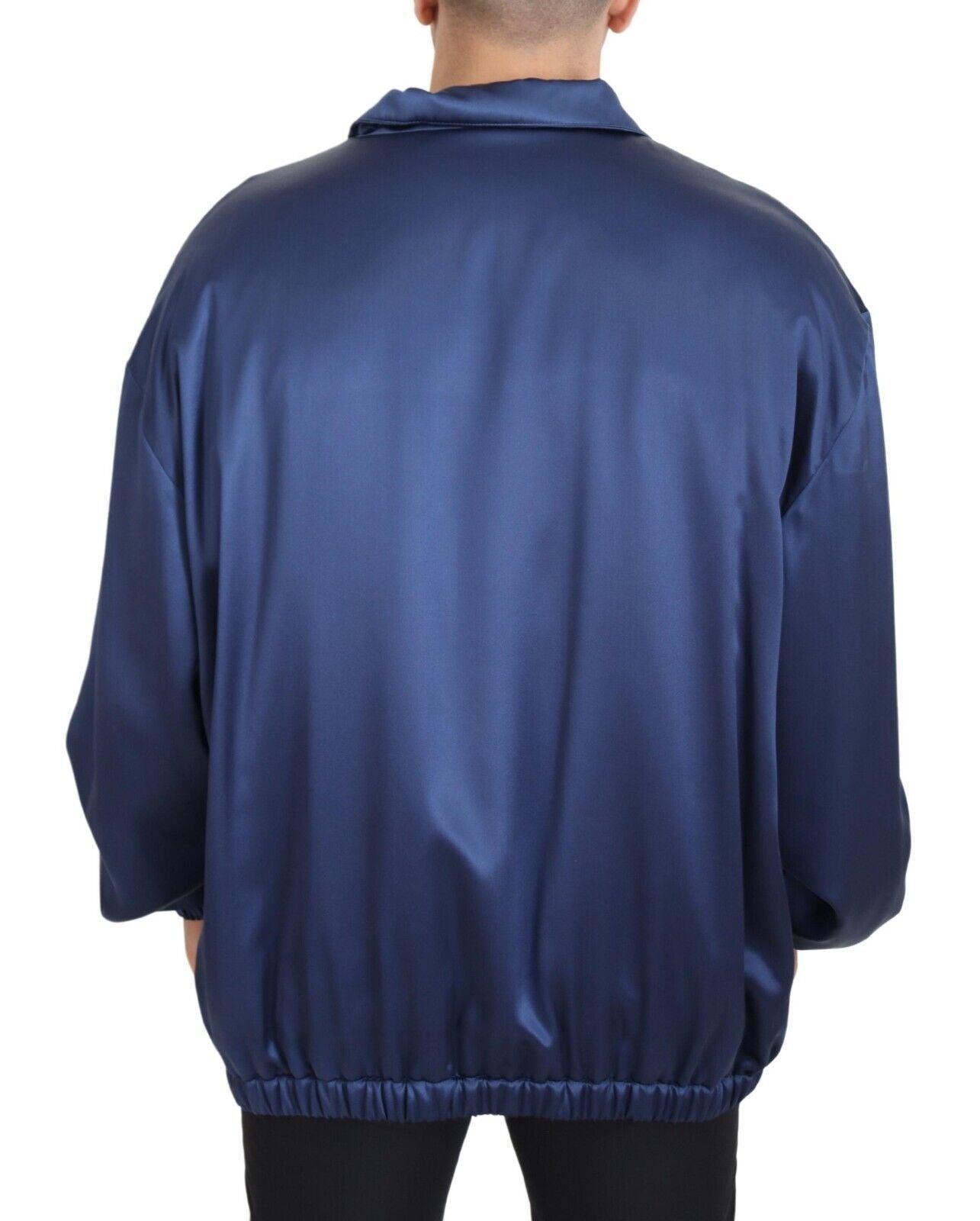 Dolce &amp; Gabbana Regal Blue Silk Bomber Jacket