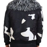 Dolce & Gabbana Elegant Shearling Zip Jacket in Black & White