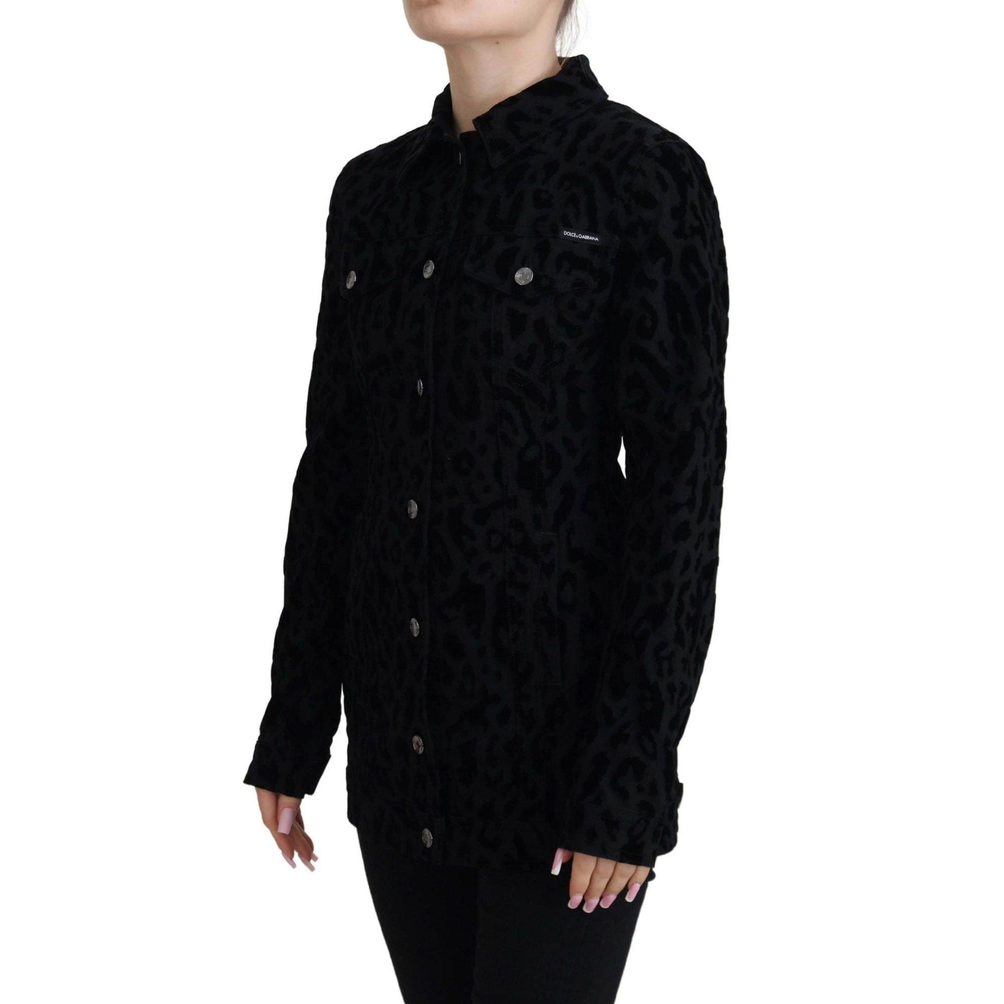 Dolce &amp; Gabbana Chic Leopard Pattern Denim Jacket