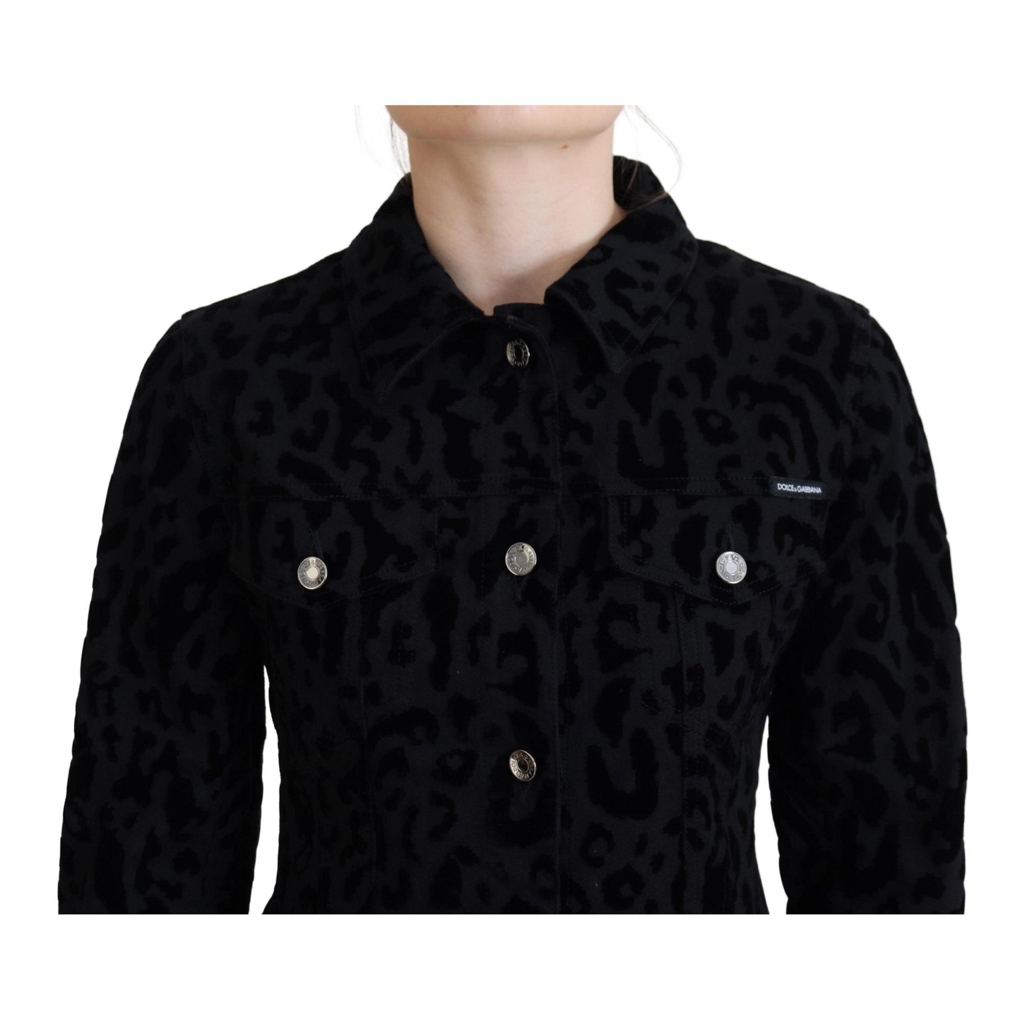 Dolce &amp; Gabbana Chic Leopard Pattern Denim Jacket