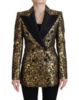 Dolce & Gabbana Elegant Black and Gold Floral Jacket