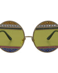 Dolce & Gabbana Crystal Embellished Gold Oval Sunglasses