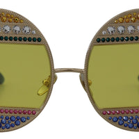 Dolce & Gabbana Crystal Embellished Gold Oval Sunglasses