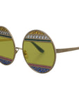 Dolce & Gabbana Crystal Embellished Gold Oval Sunglasses