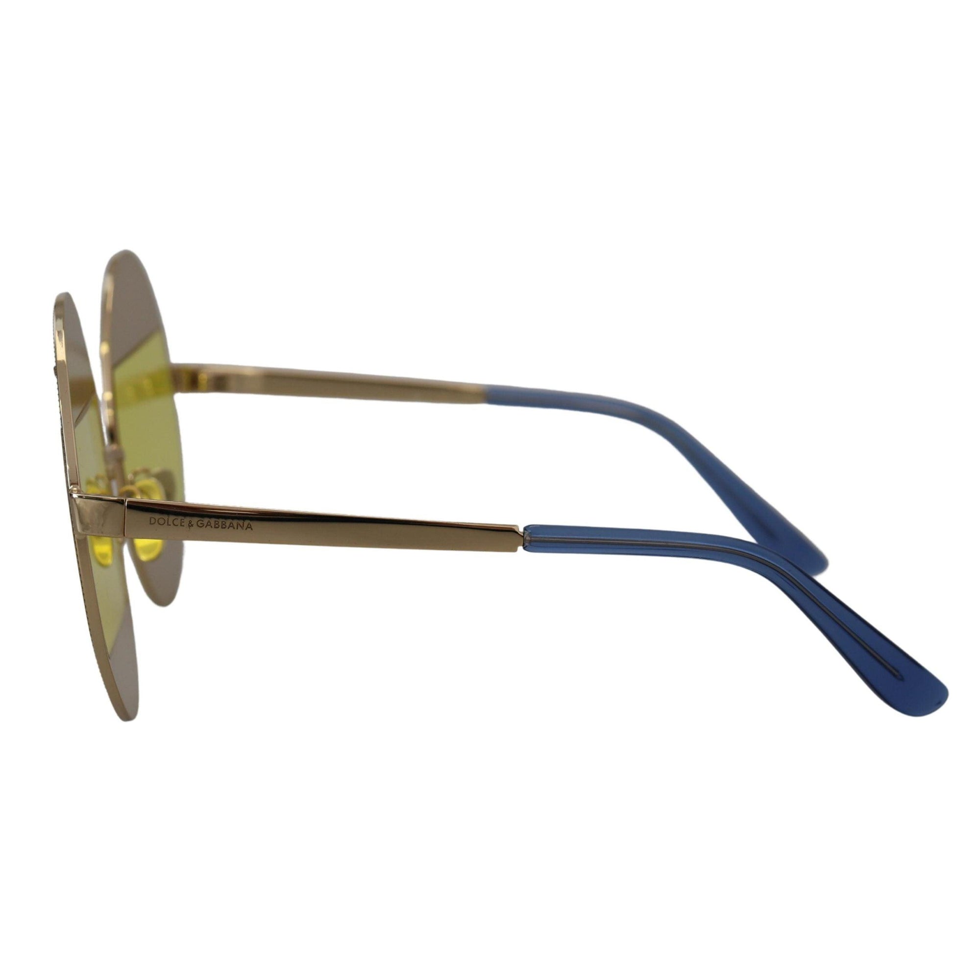 Dolce &amp; Gabbana Crystal Embellished Gold Oval Sunglasses