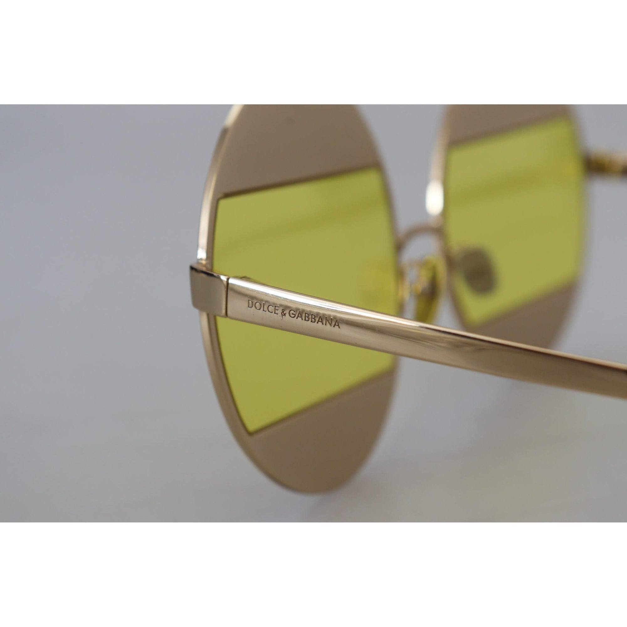 Dolce &amp; Gabbana Crystal Embellished Gold Oval Sunglasses