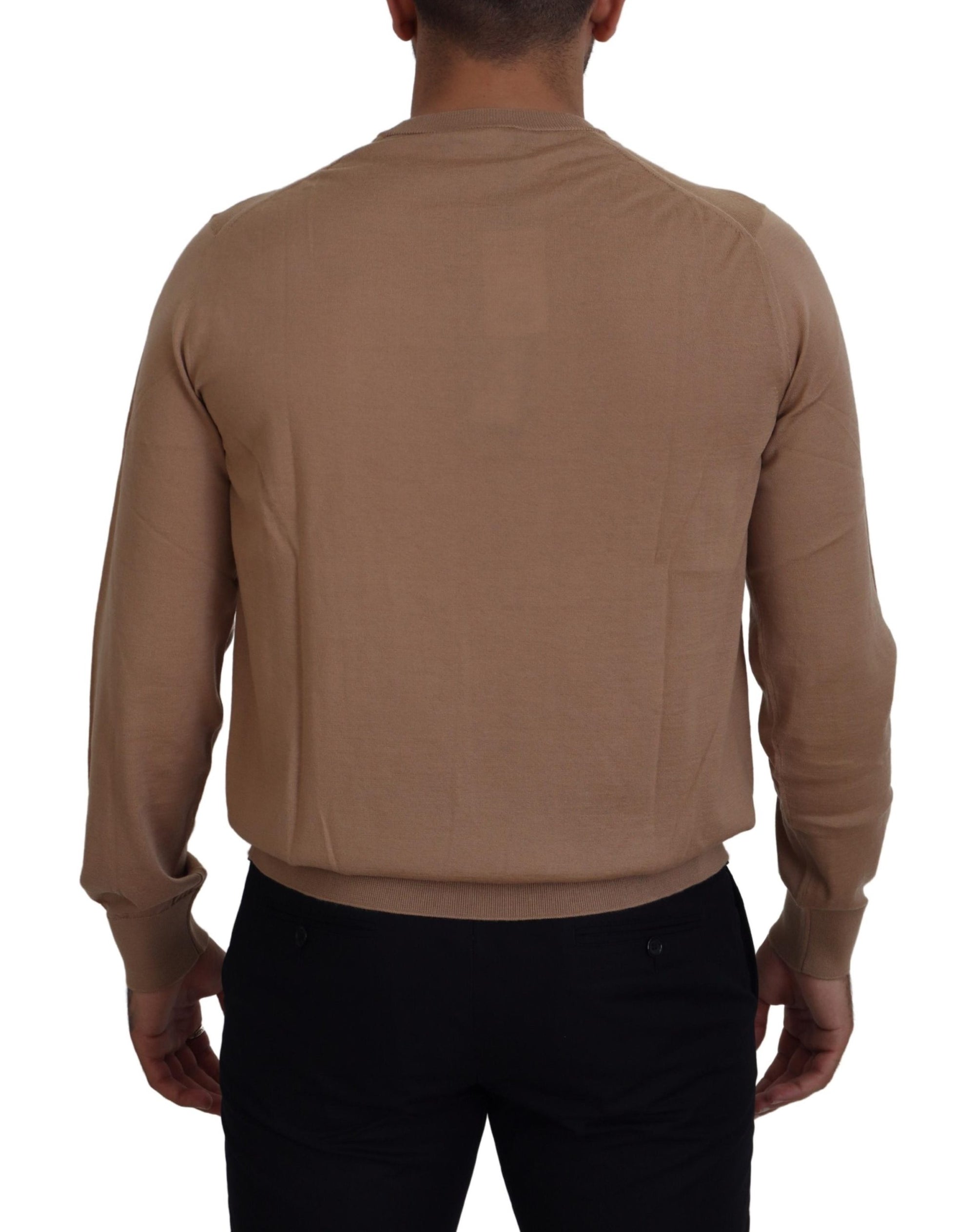 Dolce &amp; Gabbana Beige Cashmere Crewneck Pullover Sweater