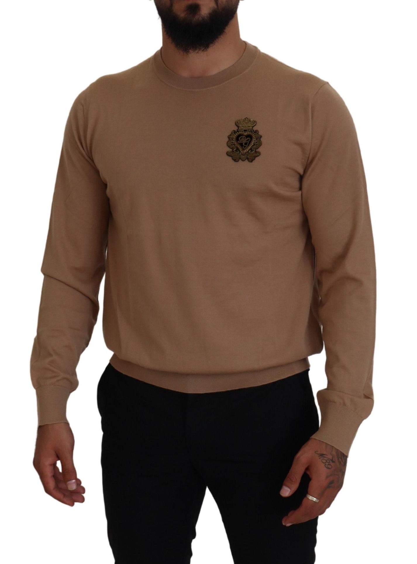Dolce &amp; Gabbana Beige Cashmere Crewneck Pullover Sweater