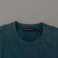 Dolce & Gabbana Elegant Crew Neck Cotton Tee in Blue