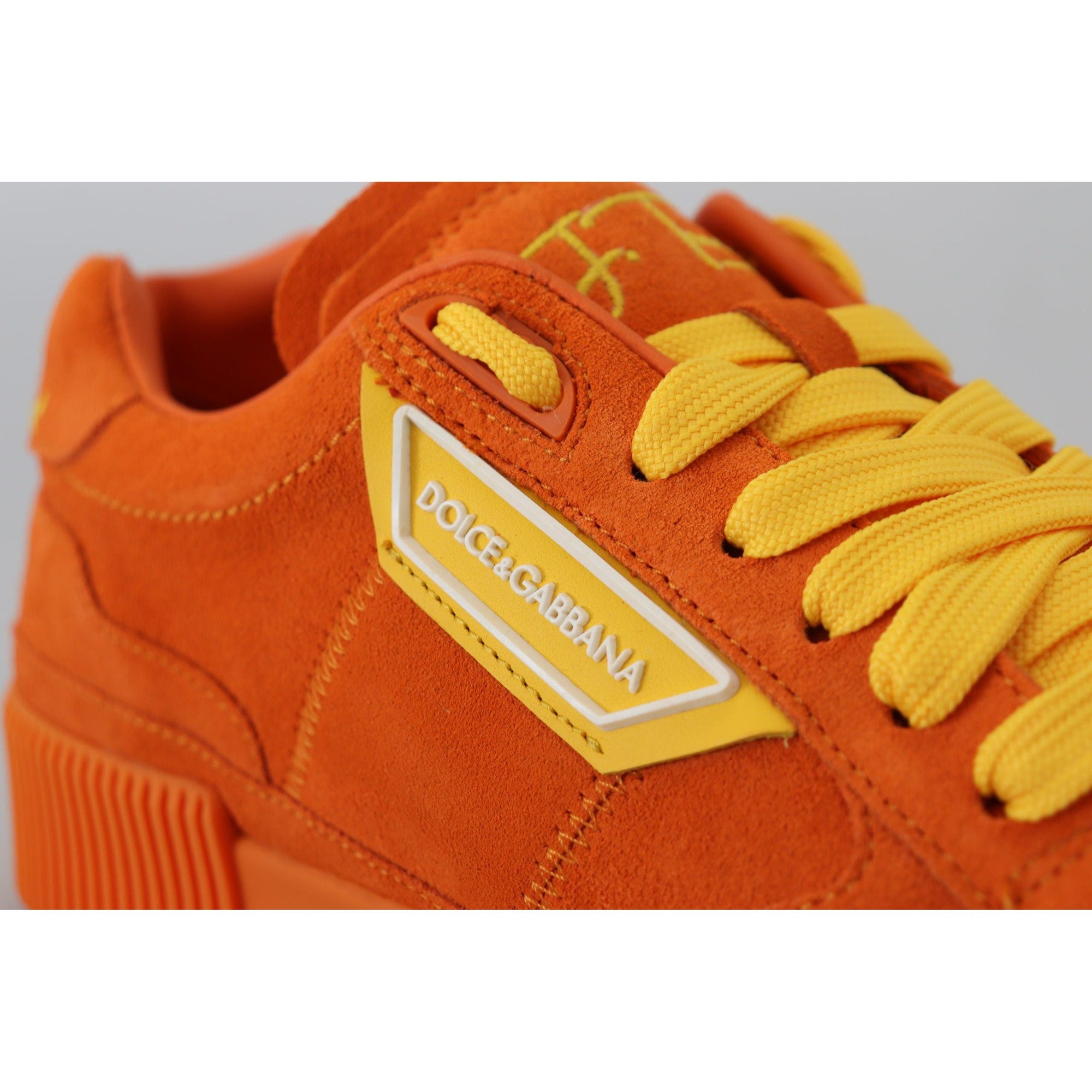 Dolce &amp; Gabbana Chic Orange Suede Lace-Up Sneakers