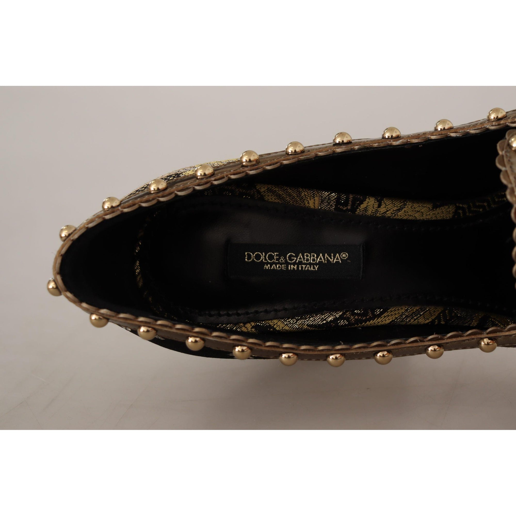 Dolce &amp; Gabbana Elegant Gold Jacquard Brocade Pumps