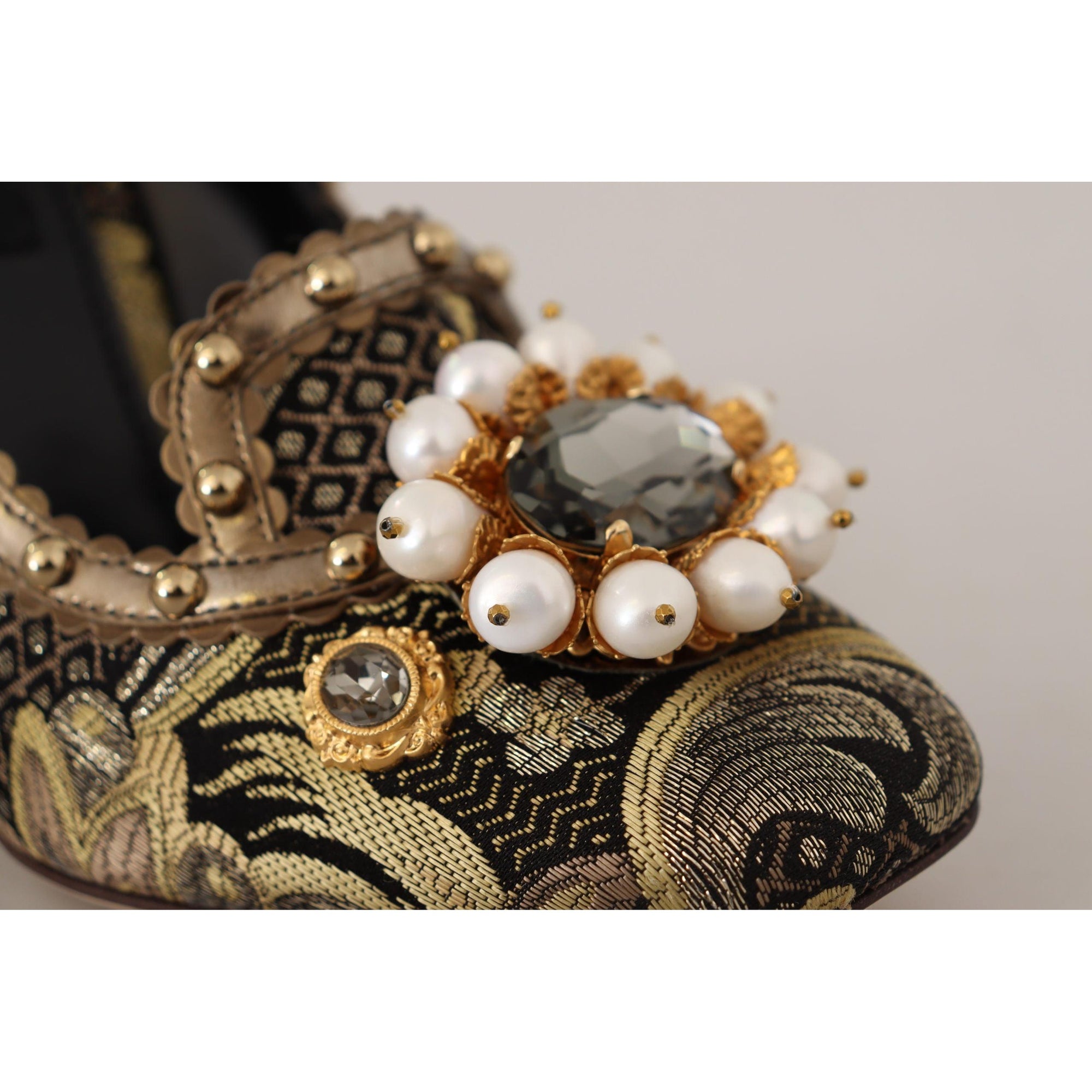 Dolce &amp; Gabbana Elegant Gold Jacquard Brocade Pumps