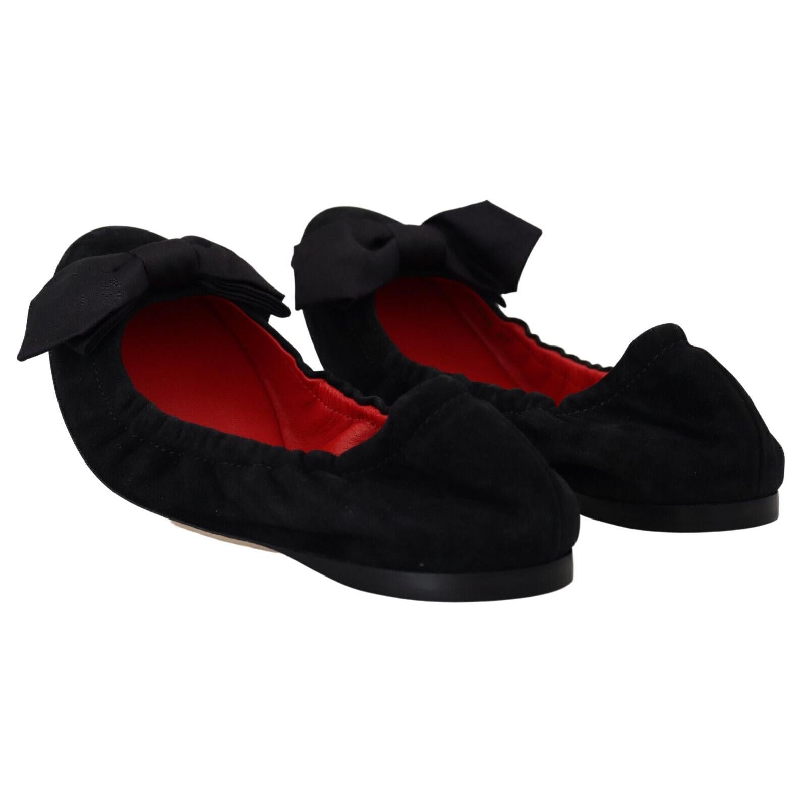 Dolce &amp; Gabbana Elegant Black Suede Ballet Flats
