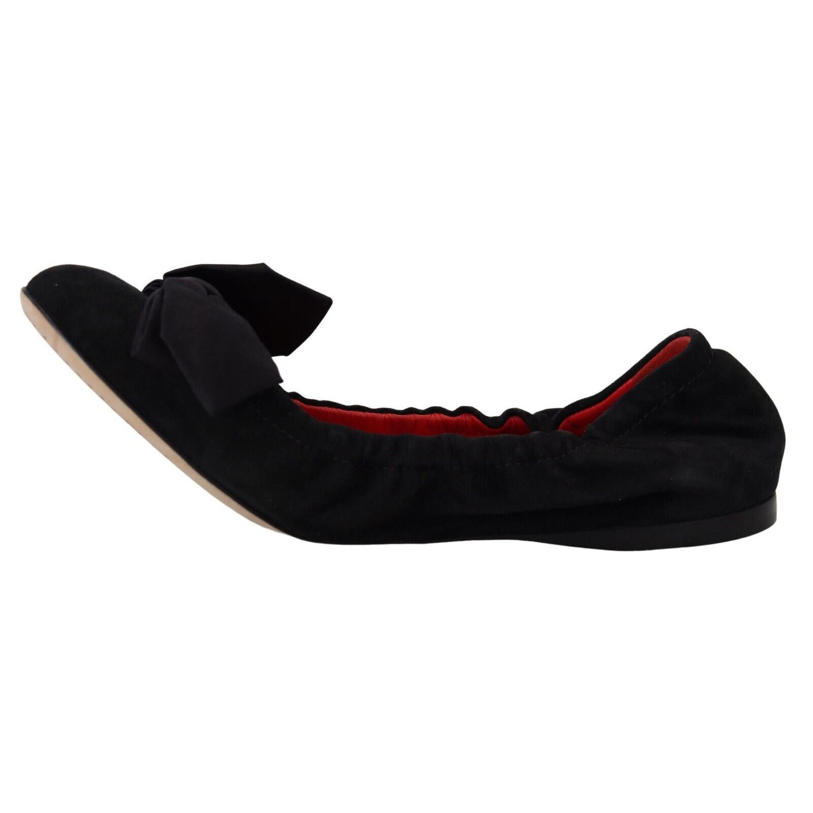 Dolce &amp; Gabbana Elegant Black Suede Ballet Flats