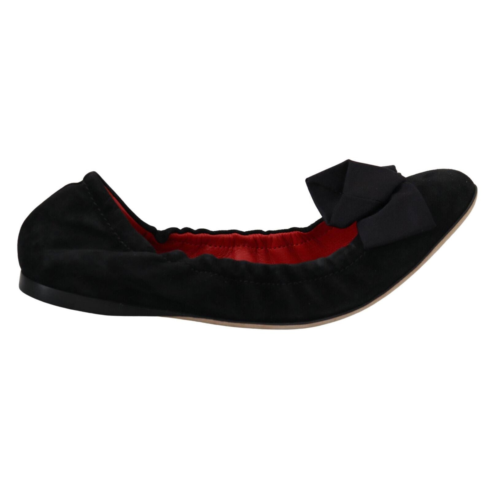 Dolce &amp; Gabbana Elegant Black Suede Ballet Flats
