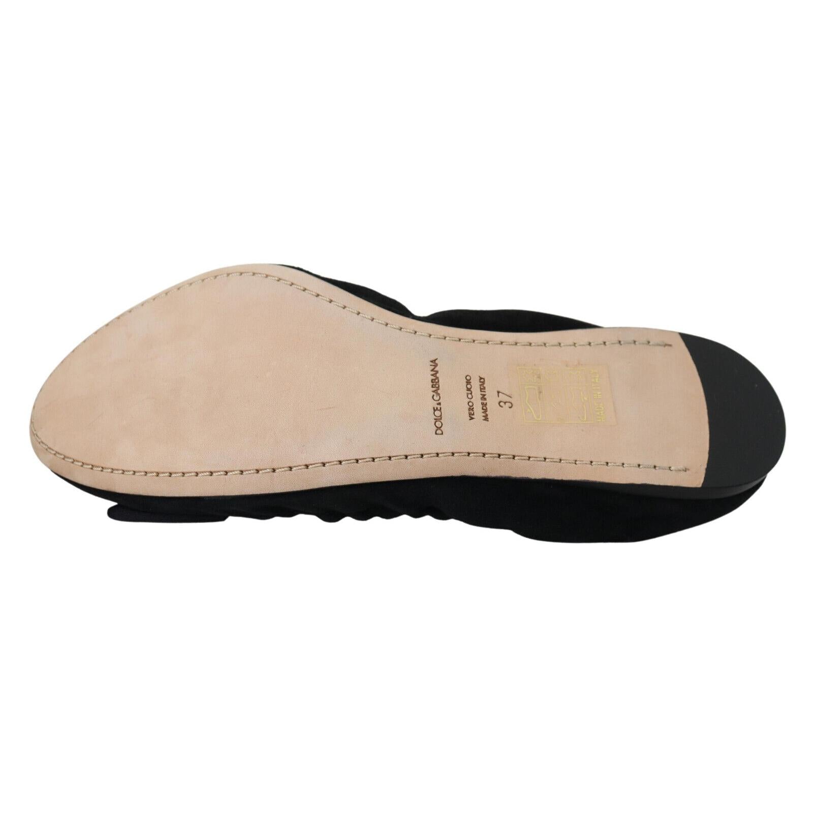 Dolce &amp; Gabbana Elegant Black Suede Ballet Flats
