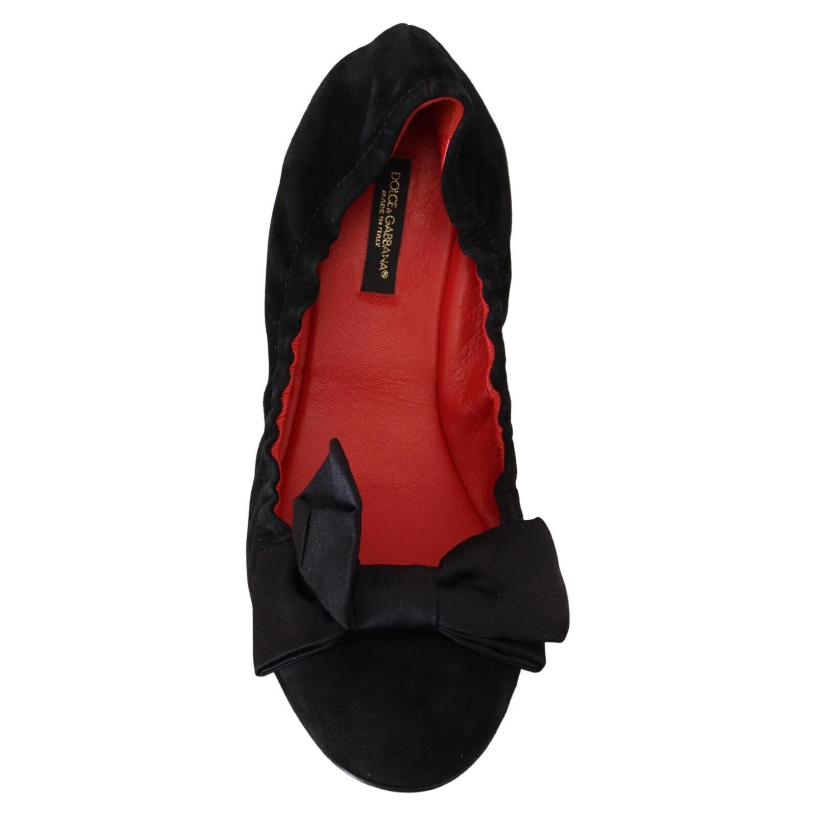 Dolce &amp; Gabbana Elegant Black Suede Ballet Flats