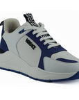 Versace Elegant Blue and White Leather Sneakers