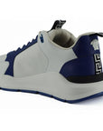 Versace Elegant Blue and White Leather Sneakers