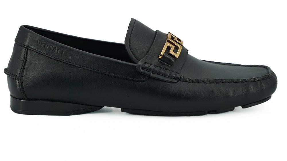 Versace Elegant Black Calf Leather Men&#39;s Loafers