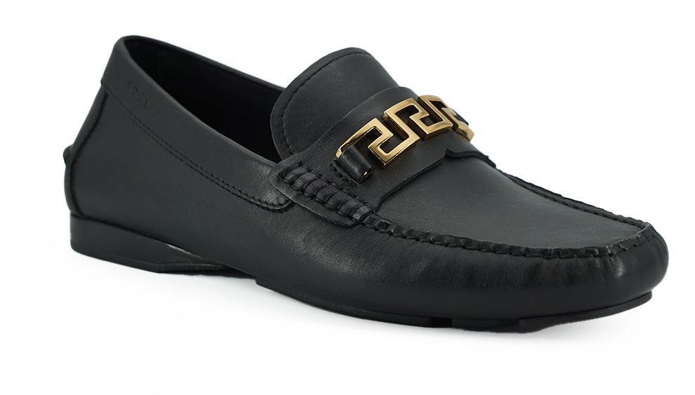 Versace Elegant Black Calf Leather Men&#39;s Loafers