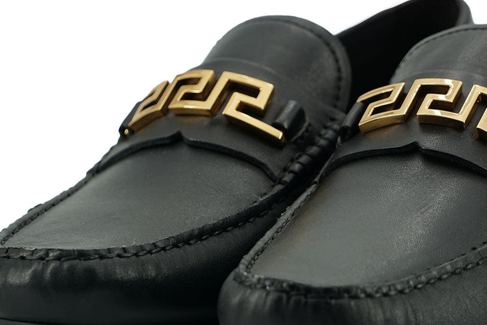 Versace Elegant Black Calf Leather Men&#39;s Loafers