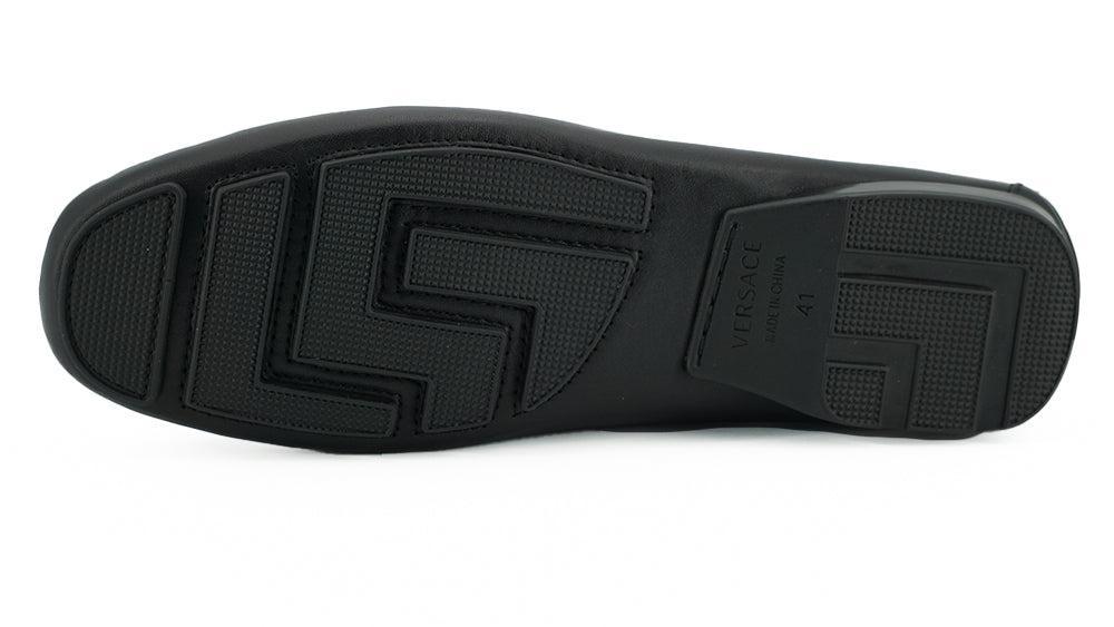 Versace Elegant Black Calf Leather Men&#39;s Loafers