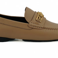 Versace Exquisite Medusa Gold-Tone Leather Loafers