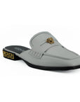 Versace Elegant White Leather Flat Slides