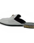 Versace Elegant White Leather Flat Slides